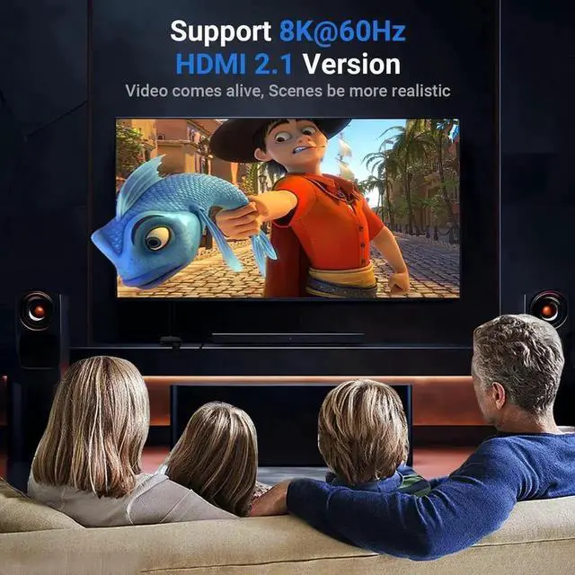 Alt view image 6 of 6 - 8K Bi-Directional HDMI Switch Splitter 2 in 1 Out 48Gbps Bandwidth Support 8K@60Hz 4K@120Hz 4K@144Hz HDMI 2.1 Adapter Compatible with PS5 PS4 Xbox HDTV Fire Stick Projector Monitor