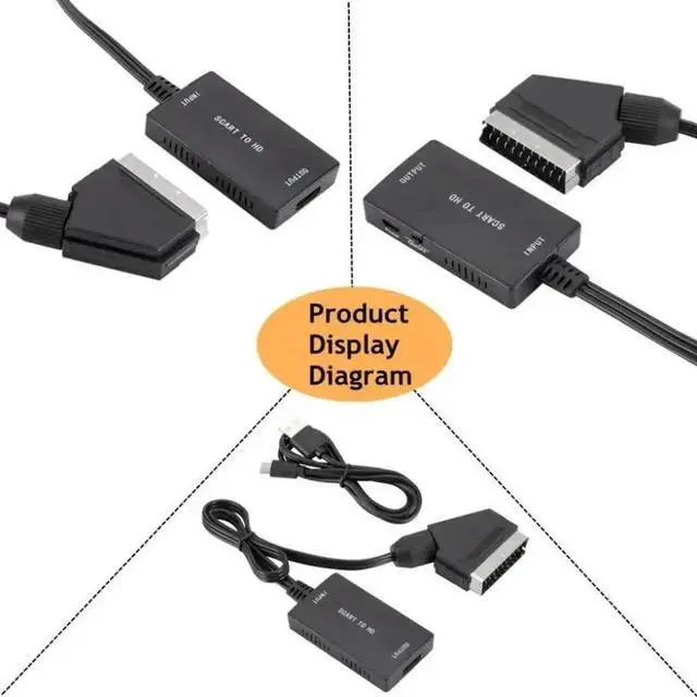 Alt view image 3 of 4 - Upgraded SCART to HDMI Converter with Integrated Cable 1080P Full HD Output Long Casing SCART to HDTV Audio Video Adapter Compatible with DVD PS3 VHS Recorder Set Top Box