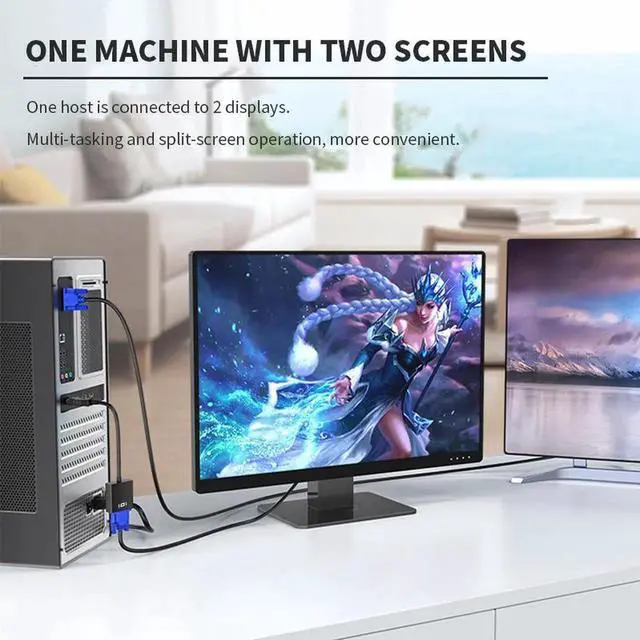 Alt view image 2 of 5 - DisplayPort to VGA Cable DP Male to VGA Male High Definition Video Conversion Cord Compatible with Laptop PC TV Projector Monitor Desktop Graphics Card