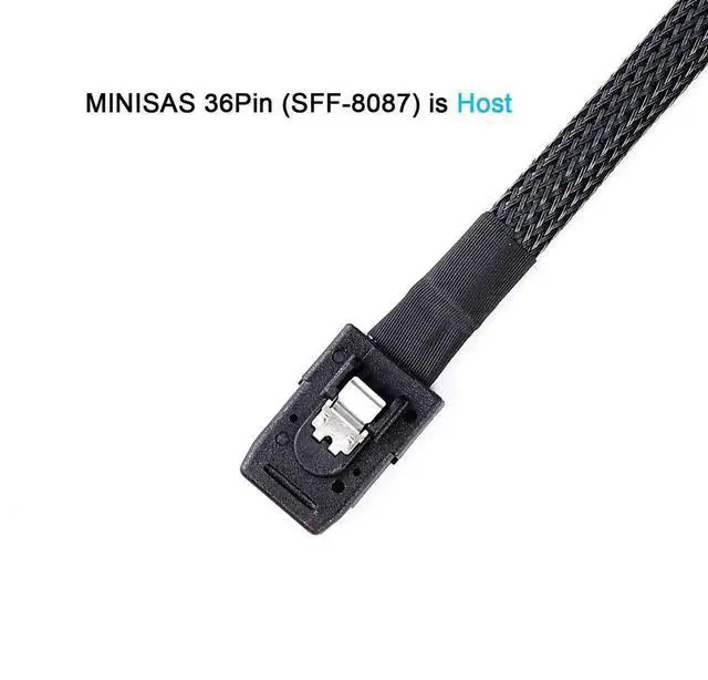 Alt view image 4 of 6 - 2 Pack 0.5M SFF-8087 to 4 SFF-8482 Mini SAS Breakout Cable with SATA Power Supply 1.6FT Server Hard Drive Splitter Cord