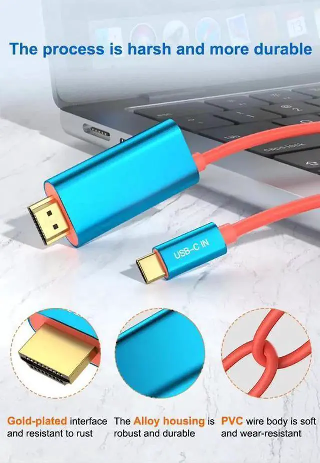 Alt view image 6 of 7 - ULT-unite 2M Custom USB Type C to HDMI Male + CF Card Reader Adapter Cable 4K@30Hz Video Output 60W PD Fast Charging Plug and Play Multiport Cord