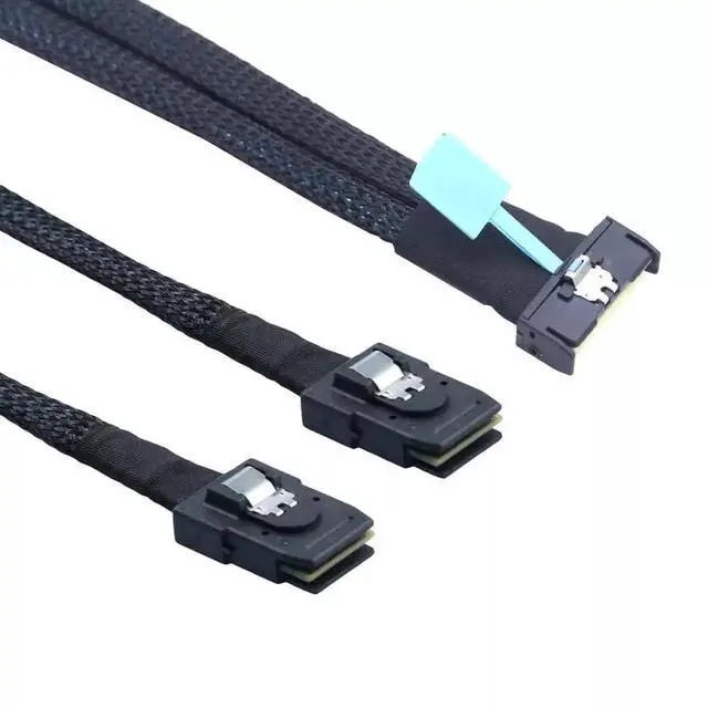 Alt view image 5 of 6 - 100CM PCIe 5.0 MCIO 74Pin 8X to Dual SFF-8087 36Pin Mini SAS Breakout Extension Cable High Speed Server Storage Internal Wiring Cord