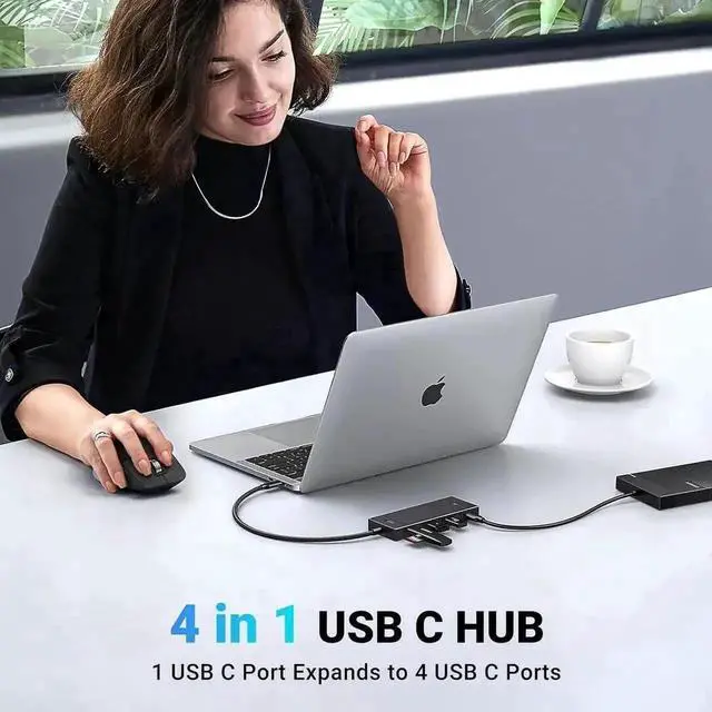 Alt view image 4 of 7 - 4 in 1 USB C Hub 10Gbps USB 3.2 Gen2 Multiport Splitter Adapter with 4 USB-C Ports Compatible with MacBook Pro Air iPad Pro iPhone 15 Series Surface Laptop PC