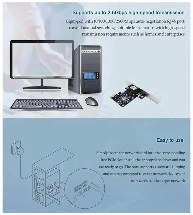 Alt view image 4 of 7 - 2.5G PCIe Ethernet Network Card with RTL8125 Chip, PCI Express X1 Gigabit RJ45 LAN Adapter Single Port 2500Mbps Wired Network Card for Desktop PC Server