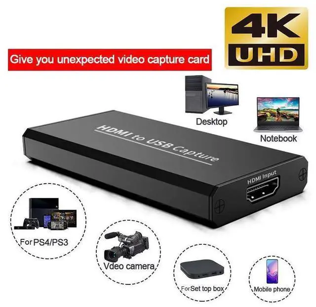 Alt view image 5 of 7 - 4K HDMI USB 2.0 Video Capture Card with Loop Audio Function, USB HDMI Video Grabber Recorder Adapter for DSLR, Camcorder, PC, OBS Recording, YouTube Live Streaming and Broadcast