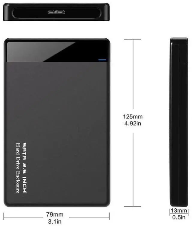 Alt view image 4 of 5 - 2.5 Inch SATA USB 3.0 External Hard Drive Enclosure, Tool-Free SSD HDD Case with UASP Acceleration, Equipped USB-A & USB-C Cables for Laptop Desktop PC