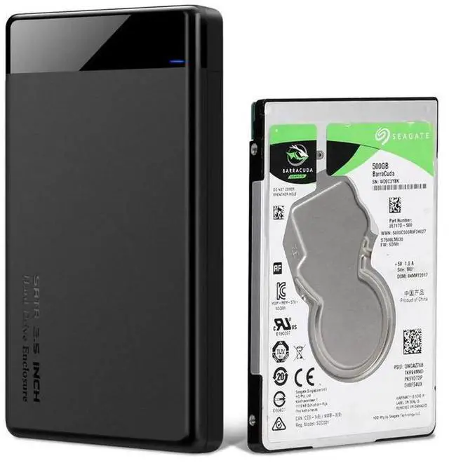 Alt view image 2 of 5 - 2.5 Inch SATA USB 3.0 External Hard Drive Enclosure, Tool-Free SSD HDD Case with UASP Acceleration, Equipped USB-A & USB-C Cables for Laptop Desktop PC