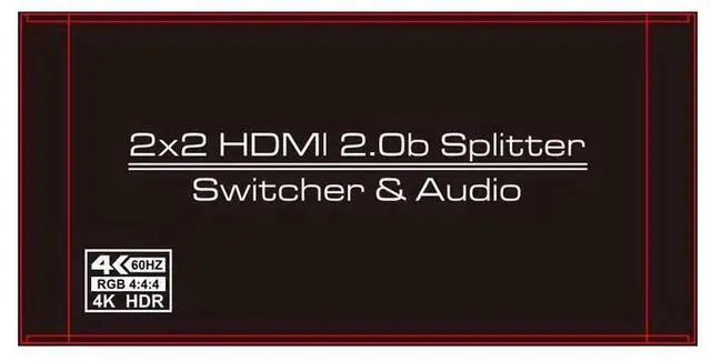 Alt view image 6 of 7 - 2x2 HDMI 2.0 Matrix Switch Splitter 2 In 2 Out 4K@60Hz, Supports HDR HDCP2.2 3D with IR Remote, 3.5mm Headphone Jack and SPDIF Optical Audio Output