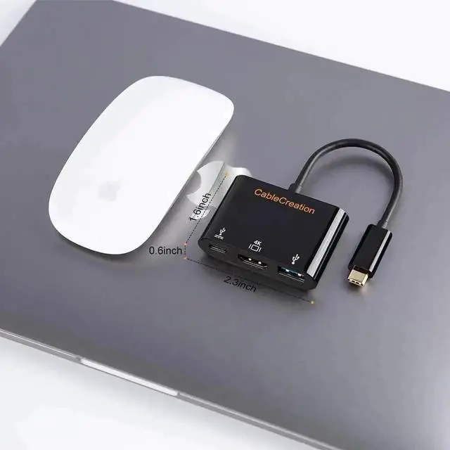 Alt view image 4 of 7 - CableCreation 3-in-1 USB-C Multiport Hub with 4K HDMI, USB 3.0 and 60W PD Pass-Through Charging, Thunderbolt 3 Compatible Adapter for MacBook Pro 2017-2019, Dell XPS 13/15, Surface Book 2, Galaxy Note