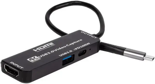 Alt view image 2 of 3 - Type-C Video Capture Card with 100W PD Pass Through, HDMI to USB3.0 & USB-C Capture Device MS2130 Chip 1080P 60Hz Game Video Recorder Portable Docking Station for Gaming Live Streaming Video Recording