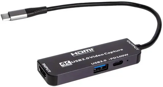 Alt view image 3 of 3 - Type-C Video Capture Card with 100W PD Pass Through, HDMI to USB3.0 & USB-C Capture Device MS2130 Chip 1080P 60Hz Game Video Recorder Portable Docking Station for Gaming Live Streaming Video Recording