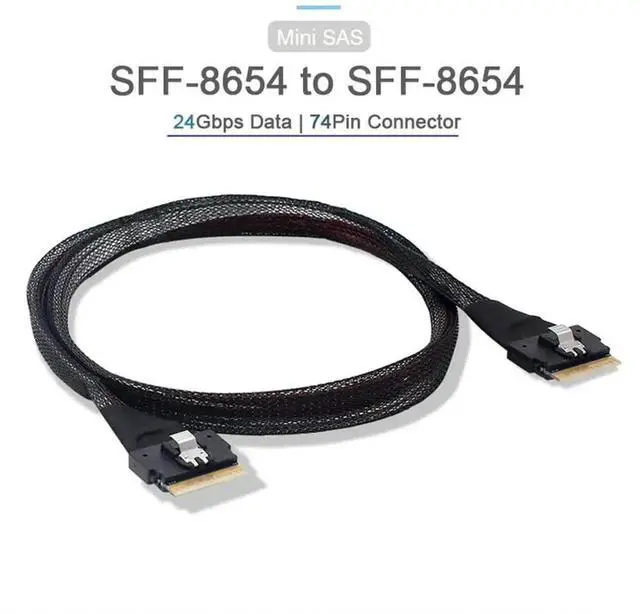 Alt view image 6 of 7 - 50cm PCIe 4.0 Slimline SAS Cable SFF-8654 8i 74Pin Male to Male Server Internal Cord, SFF8654 Host to Target High Speed Storage Wire for HBA RAID Card NVMe SSD Backplane Data Center