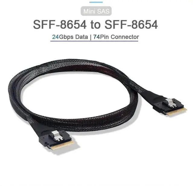 Alt view image 5 of 7 - 50cm Slimline SAS 4.0 Cable SFF-8654 8i 74Pin Male to Male PCIe 4.0 Server Internal Cord, SFF8654 Host to Target Storage Wire for RAID HBA Card NVMe SSD Backplane Data Center Storage System