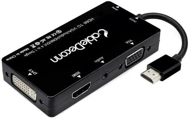 Alt view image 4 of 7 - 4-in-1 Multiport HDMI Converter Adapter Cable Black, HDMI Input to HDMI DVI VGA Three Video Outputs with 3.5mm Audio Jack, Simultaneous or Separate Display for Laptop PC Game Consoles Projector HDTV M