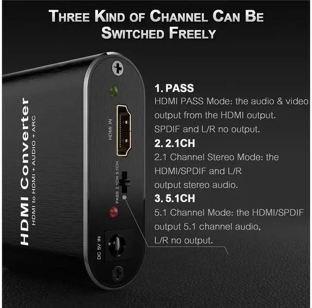 Alt view image 3 of 7 - eokCXOY OZV8 HDMI 2.0 Audio Extractor 4K@60Hz with ARC 5.1 Surround Sound, HDMI to SPDIF Optical & 3.5mm Audio Output Converter for PS5 Xbox Series X Blu-ray Player TV Box