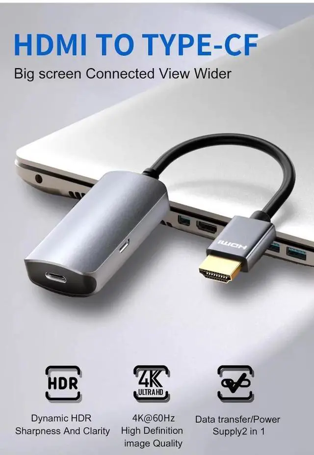 Main image of 4K 60Hz HDMI to USB-C Female Video Capture Adapter, HDMI Type-C Audio Video Converter with 5V Power Supply, Portable HDMI Input to USB C Output Recording Cable for Laptop Phone Live Streaming