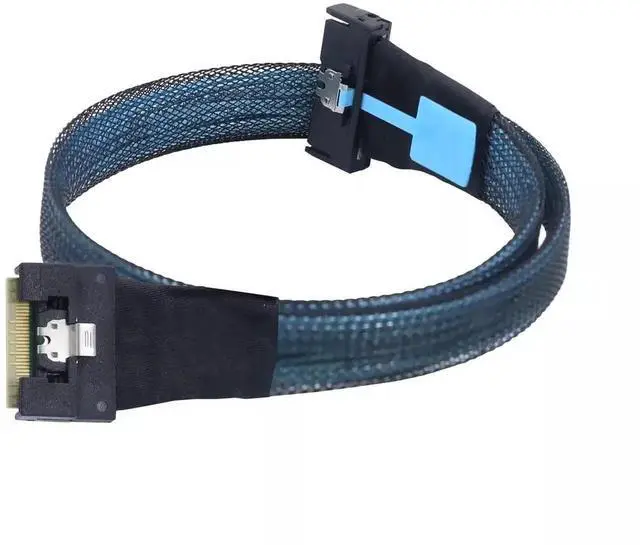 Alt view image 2 of 6 - PCI-E 5.0 MCIO x8 74Pin to SAS4.0 SFF-8654 8i 74P Extension Cable, 0.8M Length 24Gbps High Speed Server Internal Data Transmission Cord for Storage Array RAID Controller Card
