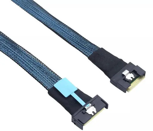 Alt view image 5 of 6 - PCI-E 5.0 MCIO x8 74Pin to SAS4.0 SFF-8654 8i 74P Extension Cable, 0.8M Length 24Gbps High Speed Server Internal Data Transmission Cord for Storage Array RAID Controller Card