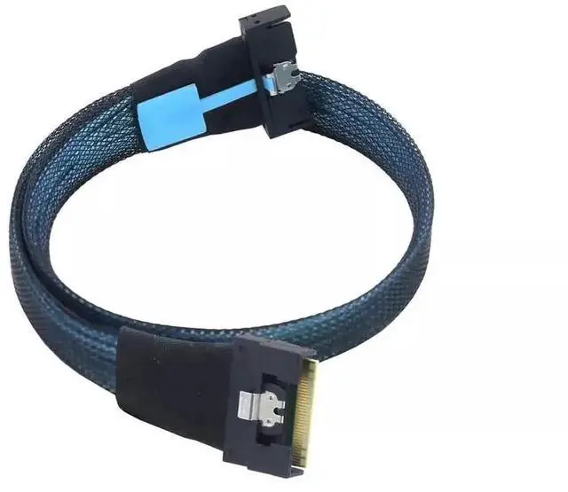 Alt view image 3 of 6 - PCI-E 5.0 MCIO x8 74Pin to SAS4.0 SFF-8654 8i 74P Extension Cable, 0.8M Length 24Gbps High Speed Server Internal Data Transmission Cord for Storage Array RAID Controller Card