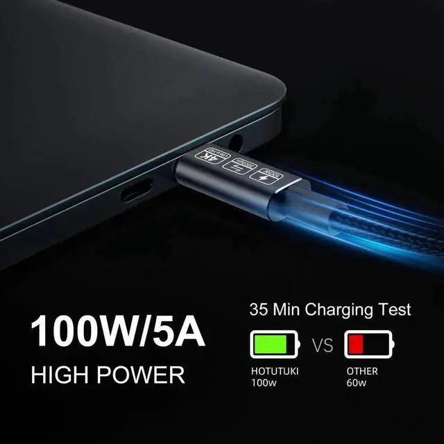 Alt view image 5 of 7 - 16.4FT Extra Long USB-C to USB-C Cable, USB 3.2 Gen 2 20Gbps Data Transfer Speed, 100W 20V/5A Fast Charging Cord, Supports 4K@60Hz Video Audio Output for Laptops Phones Monitors Docking Stations