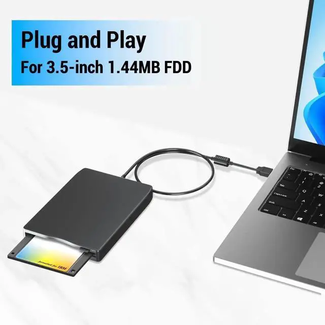 Alt view image 7 of 7 - 3.5 Inch External USB Floppy Disk Drive, Portable 1.44MB USB FDD Floppy Disk Reader Plug and Play Retro Data Storage Compatible with Laptops Desktops for Old File Data Reading and Backup