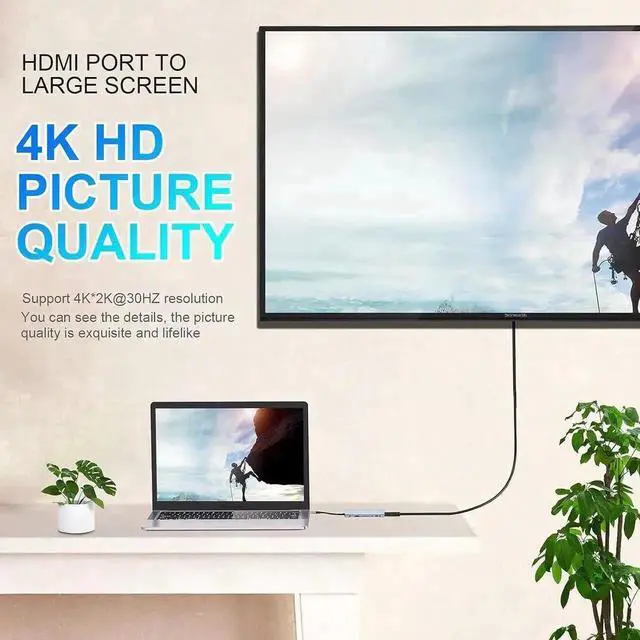 Alt view image 4 of 7 - 11 in 1 USB C Docking Station Multiport Hub with 4K HDMI, VGA, Gigabit RJ45 Ethernet, USB3.0, 3×USB2.0, 100W PD Charging, 3.5mm Audio Jack, Compatible with MacBook Laptops HDD Xbox Printer Keyboard Mo