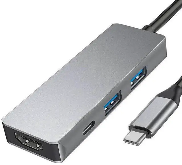 Alt view image 4 of 5 - 4 in 1 USB C Multiport Docking Station, Type-C Hub with 4K HDMI Output, 100W PD Power Delivery, Dual USB 3.0 Data Ports, PVC Shell Portable Adapter Compatible with MacBook Laptops and Tablets