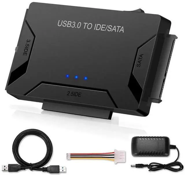 Main image of USB 3.0 to SATA IDE Hard Drive Adapter Converter with 12V 2A Power Supply, Support 2.5 Inch & 3.5 Inch IDE SATA HDD SSD Disk Reader for Old Hard Disk Data Backup and Recovery