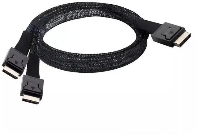 Alt view image 4 of 6 - Dilinker OCuLink PCIe SFF-8611 4i to Dual SFF-8611 4i Breakout Cable, 50CM High Speed SAS4.0 Server Internal Interconnection Cord for Storage Backplane RAID Controller Data Center Workstation