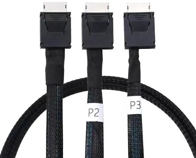 Alt view image 2 of 6 - Dilinker OCuLink PCIe SFF-8611 4i to Dual SFF-8611 4i Breakout Cable, 50CM High Speed SAS4.0 Server Internal Interconnection Cord for Storage Backplane RAID Controller Data Center Workstation