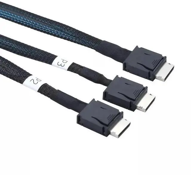 Alt view image 6 of 6 - Dilinker OCuLink PCIe SFF-8611 4i to Dual SFF-8611 4i Breakout Cable, 50CM High Speed SAS4.0 Server Internal Interconnection Cord for Storage Backplane RAID Controller Data Center Workstation