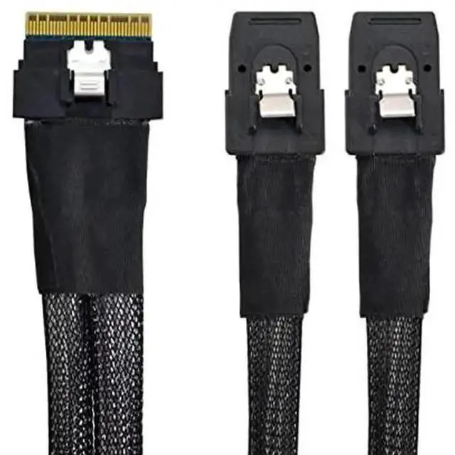 Alt view image 4 of 4 - PCI-E 4.0 Ultraport Slimline SAS SFF-8654 8i 74Pin to Dual SFF-8087 Mini SAS Breakout Cable, 24Gbps High Speed Internal Server Interconnection Cord for RAID Controller Storage Backplane Workstation