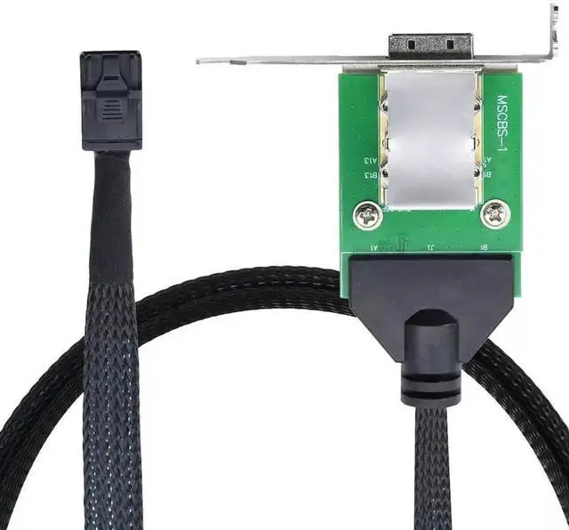 Alt view image 3 of 4 - 100CM Mini SAS SFF-8643 Host to SFF-8088 Female External Adapter Cable with Low Profile Bracket, High Speed Server SAS Expansion Cord for RAID Card External Storage JBOD Enclosure Connection