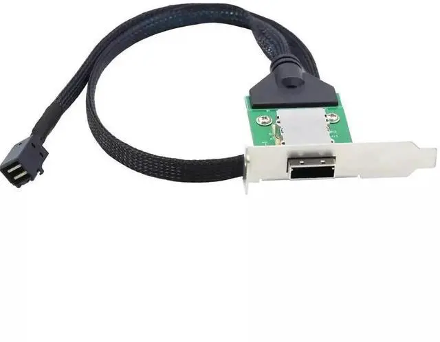 Alt view image 2 of 4 - 100CM Mini SAS SFF-8643 Host to SFF-8088 Female External Adapter Cable with Low Profile Bracket, High Speed Server SAS Expansion Cord for RAID Card External Storage JBOD Enclosure Connection