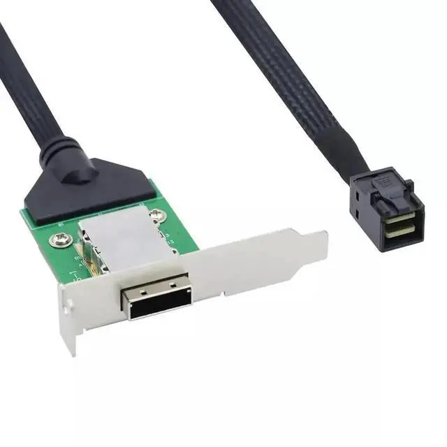 Alt view image 4 of 4 - 100CM Mini SAS SFF-8643 Host to SFF-8088 Female External Adapter Cable with Low Profile Bracket, High Speed Server SAS Expansion Cord for RAID Card External Storage JBOD Enclosure Connection
