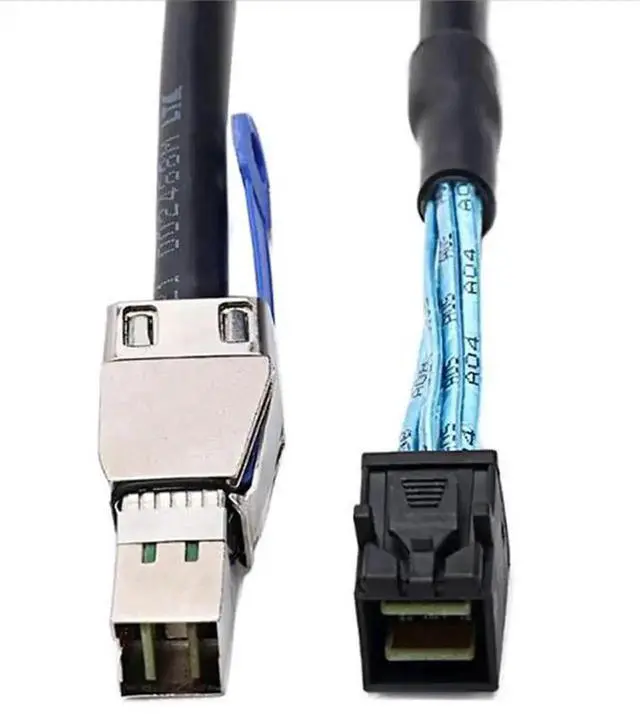 Alt view image 2 of 4 - 1M Mini SAS SFF-8644 to SFF-8643 Server Interconnection Cable with Built-in IC Chip, High-Speed Shielded SAS Internal External Conversion Cord for RAID Controller Storage Backplane Disk Array