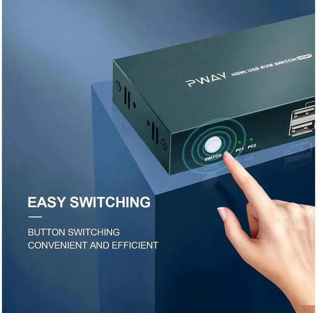 Alt view image 3 of 7 - 2 Port HDMI KVM Switch with 4 USB 2.0 Ports, 4K@30Hz Ultra HD Video Output, Passive No Power Needed, Includes HDMI & USB Cables, Compatible with Wireless Keyboard Mouse, Black