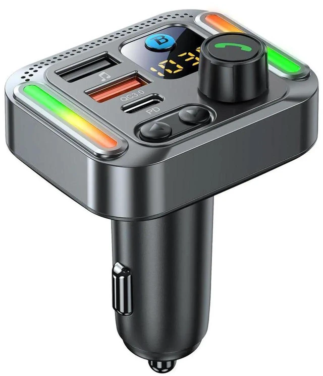 Main image of T32 Car Bluetooth FM Transmitter, 66W PD QC3.0 Fast Car Charger, 2 TypeC 1 USB Port, UDisk Music Player Support MP3 WMA FLAC WAV, HandsFree Call for Car Truck SUV,2040 Working Temperature