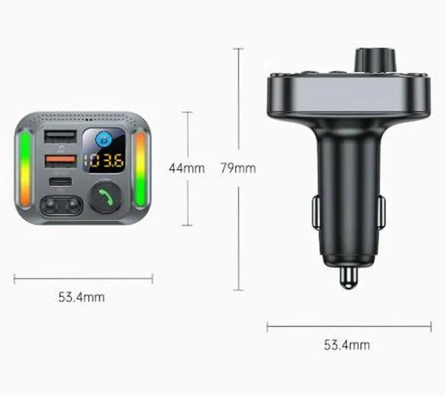 Alt view image 4 of 4 - T32 Car Bluetooth FM Transmitter, 66W PD QC3.0 Fast Car Charger, 2 TypeC 1 USB Port, UDisk Music Player Support MP3 WMA FLAC WAV, HandsFree Call for Car Truck SUV,2040 Working Temperature