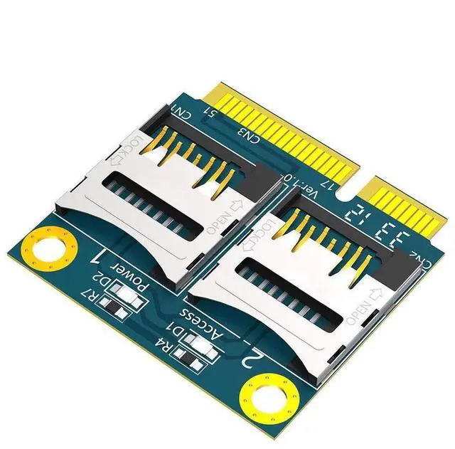 Main image of Mini PCIe to Dual Micro SD TF Card Reader Adapter, MiniPCIExpress Slot to 2Port Micro SD Converter Card, for Laptop Notebook Embedded Device & Industrial PC Storage Expansion