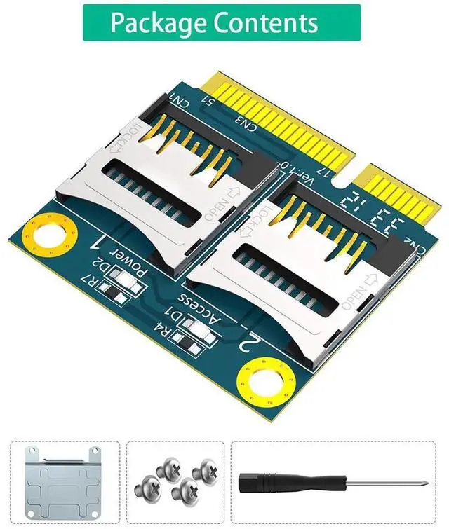 Alt view image 2 of 5 - Mini PCIe to Dual Micro SD TF Card Reader Adapter, MiniPCIExpress Slot to 2Port Micro SD Converter Card, for Laptop Notebook Embedded Device & Industrial PC Storage Expansion