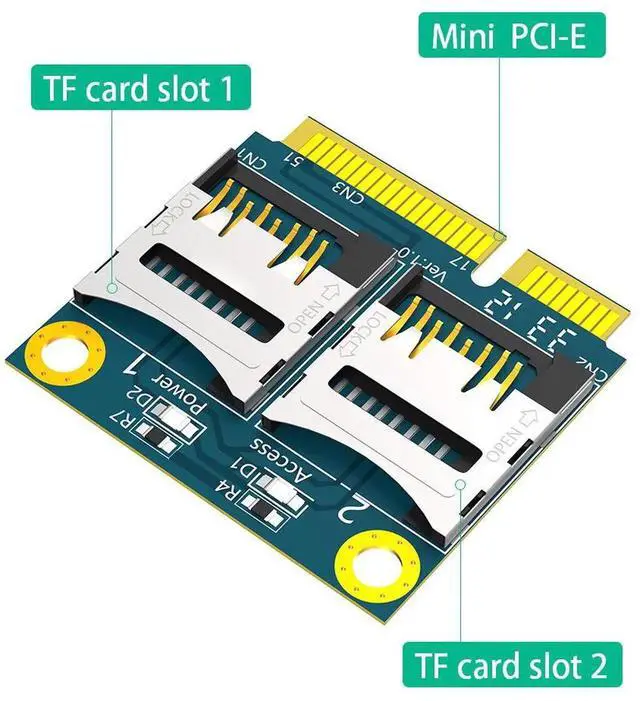 Alt view image 4 of 5 - Mini PCIe to Dual Micro SD TF Card Reader Adapter, MiniPCIExpress Slot to 2Port Micro SD Converter Card, for Laptop Notebook Embedded Device & Industrial PC Storage Expansion