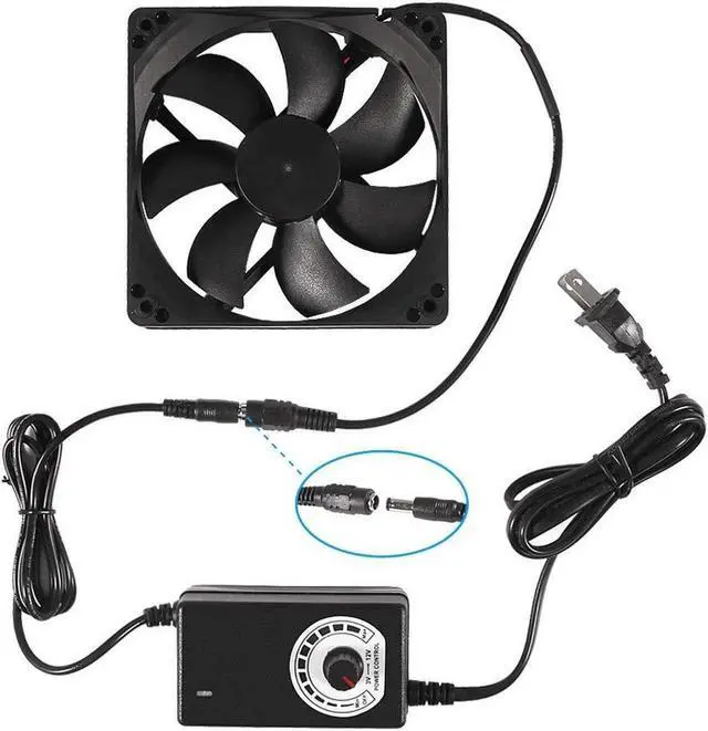 Alt view image 2 of 6 - 120mm x 25mm 110V 220V AC Powered Cooling Fan with Speed Controller 3V to 12V, 1225 AC 115V 120V 220V 240V for Cooling Ventilation Exhaust Projects, Receiver DVR Playstation Xbox Component Cooling
