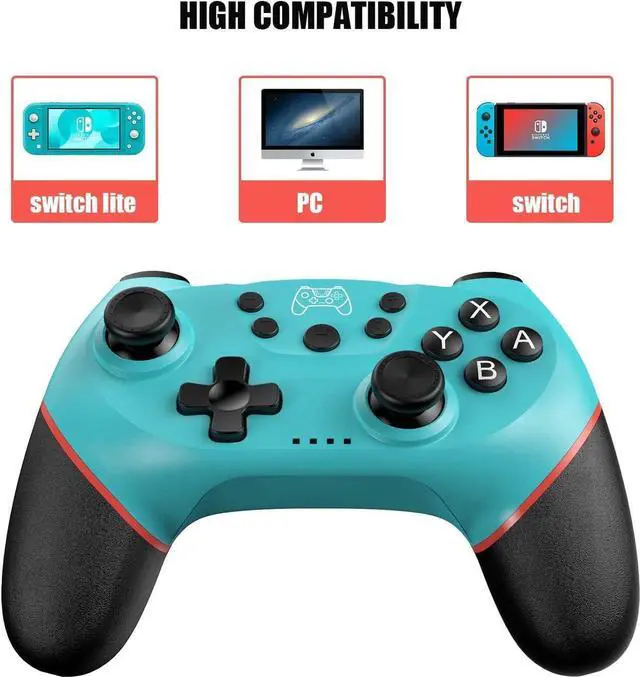 Alt view image 2 of 4 - Controller for Switch, Wireless Pro Controller for Switch/Switch Lite/Switch OLED, Remote Gamepad with Joystick, Adjustable Turbo Vibration, Ergonomic Non-Slip - Blue