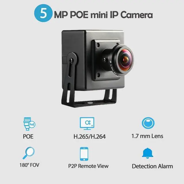 Alt view image 2 of 7 - 5MP Mini Fisheye POE IP Camera,1.7mm Lens 180° Wide Viewing Angle P2P Remote View CCTV Video IP POE Camera,Small Indoor Fisheye Security Camera H.265 Motion Detection (I706-3-P-HS)