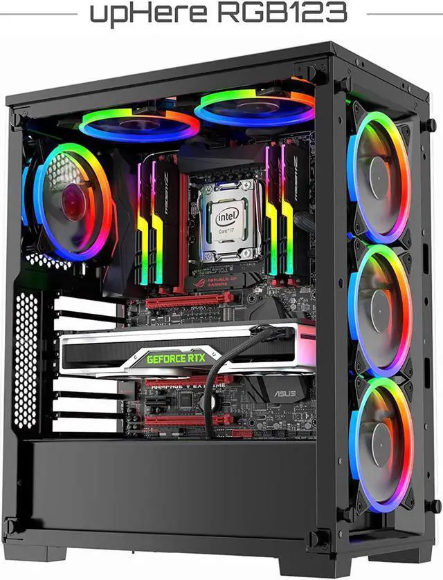 Alt view image 5 of 6 - upHere 120mm RGB Series Case Fan,Quiet Edition High Airflow LED Case Fan for PC Cases-5 Pack