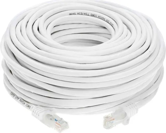 Main image of Cables Direct Online Cat5e 100FT Network Ethernet Patch Cable, 350Mhz Internet Wire, Compatible with PC, Laptop, Modem, Router, TVs, Printer Cord, Consoles for Home and Office, White