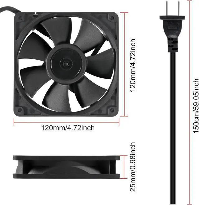 Alt view image 6 of 6 - 1PACK EC 120mm x 25mm Dual Ball Bearings 120mm x 120mm x 25mm DIY Cooling Ventilation Exhaust Fan 110V 115V 120V 220V 240V AC Axial Case Muffin Fan