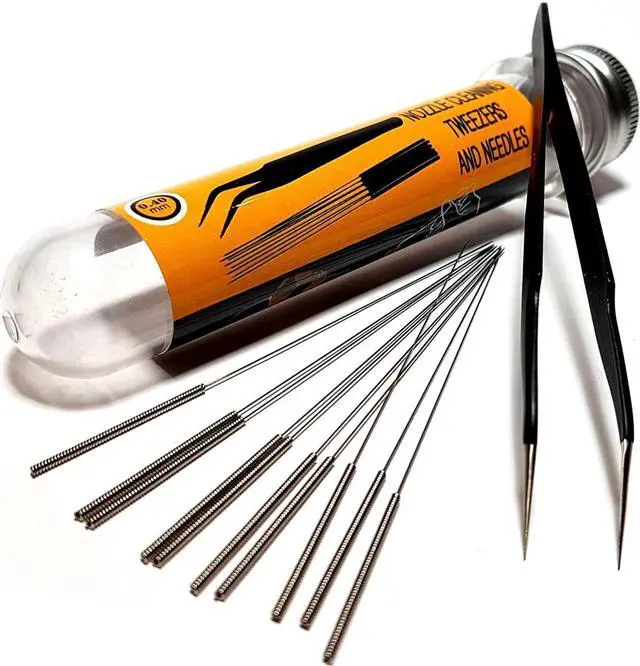 Main image of 3D Printer Nozzle Cleaning Kit - 0.4mm Needles and Tweezers Toolkit - Stainless Steel Nozzle Cleaning Tool Kit - Alternative for 0.4mm Drill Bits for 3D Printer - Set of 11