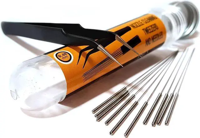 Alt view image 2 of 7 - 3D Printer Nozzle Cleaning Kit - 0.4mm Needles and Tweezers Toolkit - Stainless Steel Nozzle Cleaning Tool Kit - Alternative for 0.4mm Drill Bits for 3D Printer - Set of 11